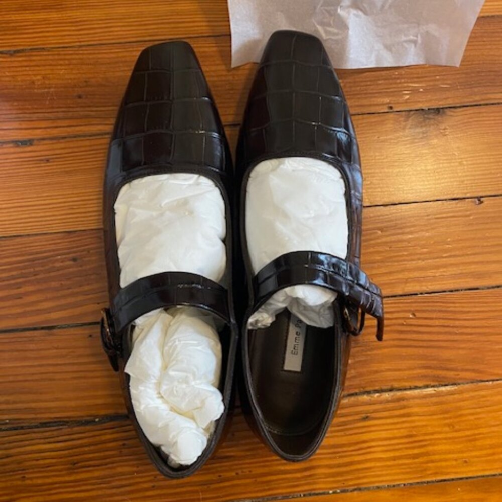 NWT Emme Parsons Tramonto Mary Jane Espresso Croc Print -- SZ 37